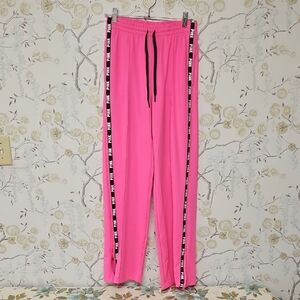 Pink Track Pants with Black Stripe